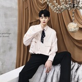 19春秋气质领结配饰藕色男长袖衬衣A345-1010-P75，男装衬衫，电商A345