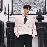 19春秋气质领结配饰藕色男长袖衬衣A345-1010-P75，男装衬衫，电商A345