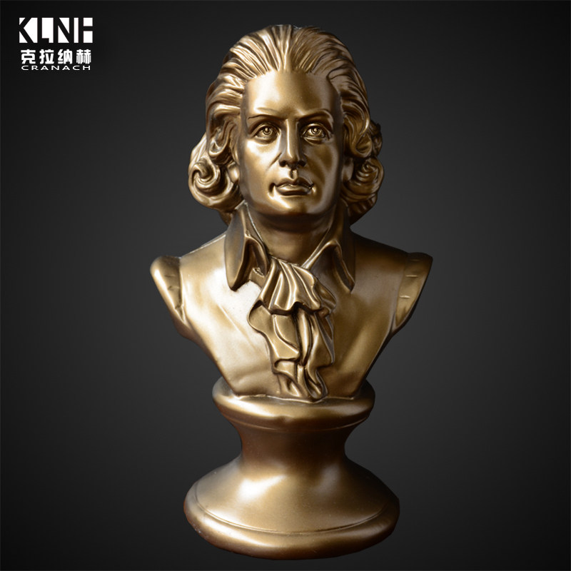 莫扎特头像雕塑摆件音乐人物雕像伟人名人钢琴上的摆件装饰艺术品