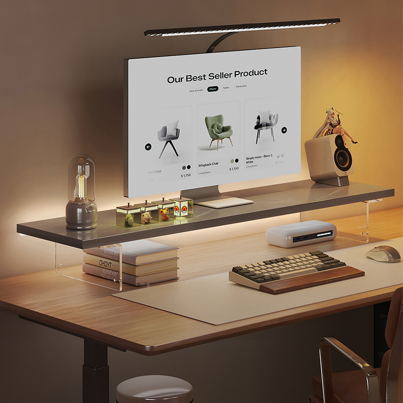 桌面显示器增高架压克力置物架显示屏支架台式电脑桌搭电脑增高架