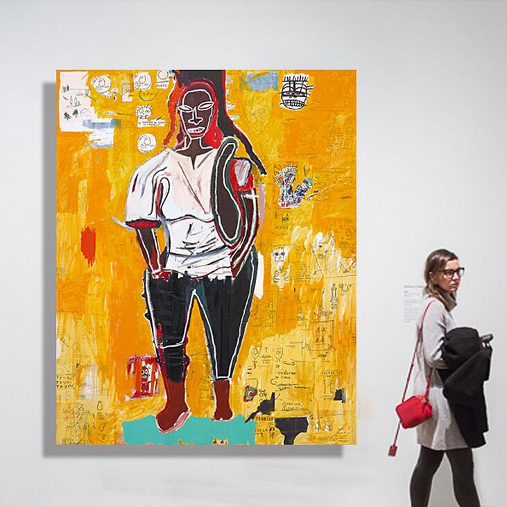 巴斯奎特装饰画潮流涂鸦抽象艺术画工业风酒吧工作室大幅玄关挂画图片