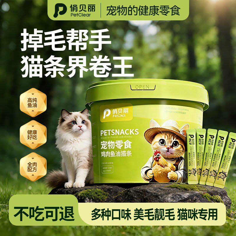 俏贝丽猫条零食100支整箱幼猫专用鱼油主食罐头牛磺酸猫咪零食