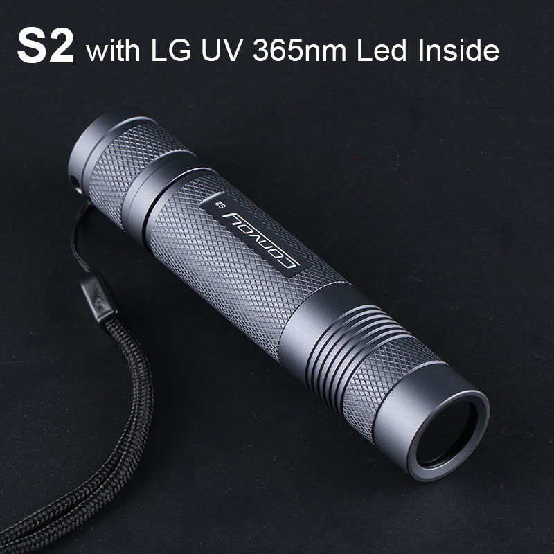 Convoy毛裤S2紫光灯手电筒18650 UV 365nm ZWB2滤光验钞荧光检测
