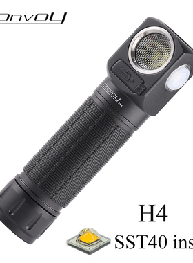 Convoy毛裤黑色头灯H4 SST40 Led强光21700钓鱼徒步拐角灯Type-C