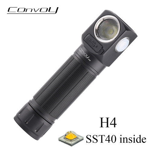 Convoy毛裤黑色头灯H4 SST40 Led强光21700钓鱼徒步拐角灯Type-C