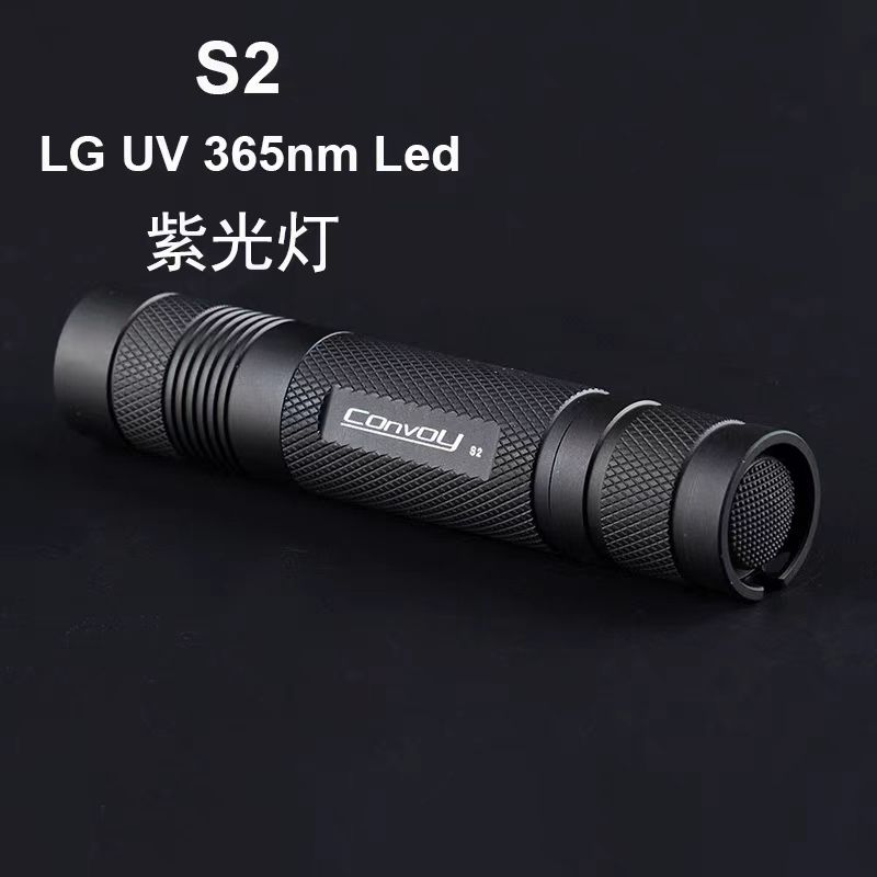 Convoy黑色S2紫外线手电筒3W 18650 ZWB2滤镜365nm验钞机荧光检测