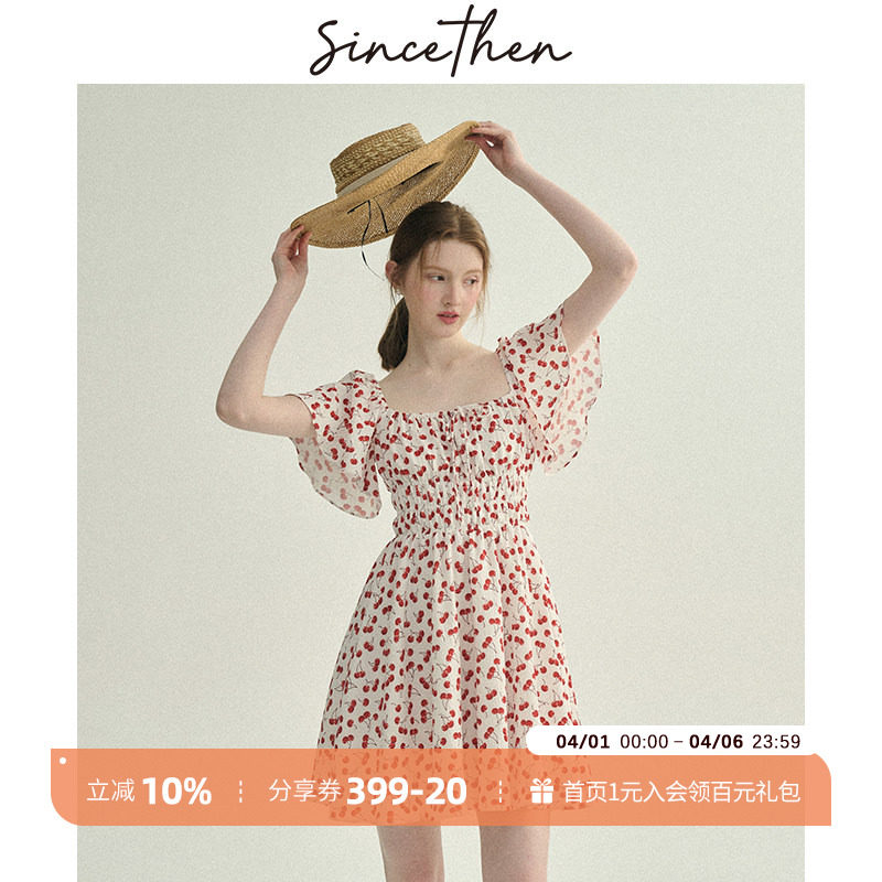 sincethen 法式度假连衣裙夏小个子穿搭裙子短款碎花裙短裙女夏季