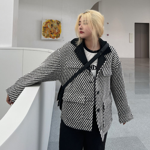 其他街头风常规款毛呢外套撞色