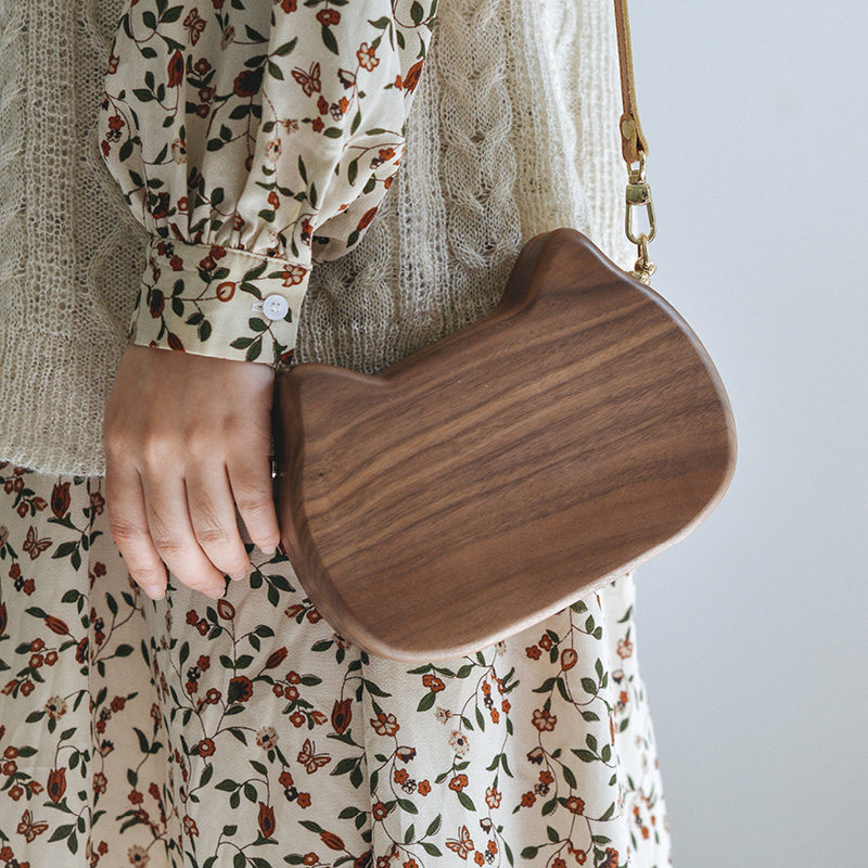 可爱卡通动物造型包包儿童宝宝实木斜挎包亲子单肩猫咪百搭ins风