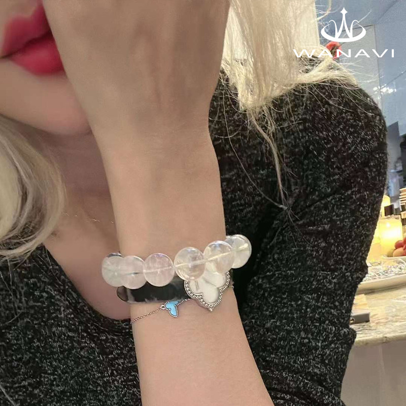 瓦萨比收藏级巴西天然手链异像蓝针水晶色天使羽毛水晶手串手链