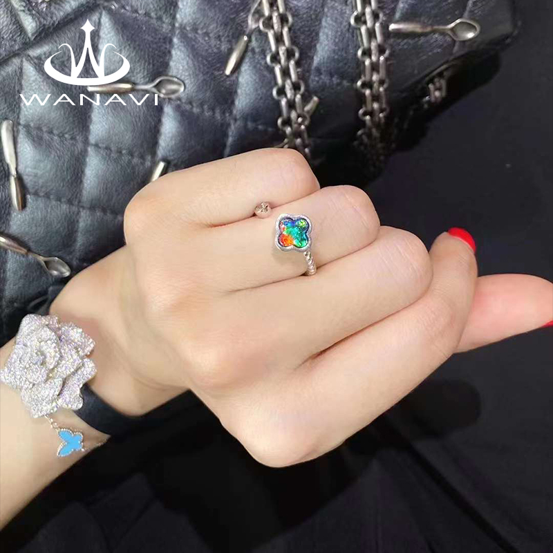 加拿大心形四叶草镶嵌耳钉斑彩石