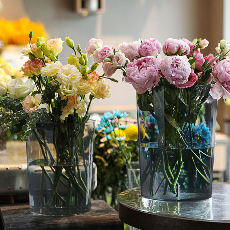 醒花桶家用法式深水专业花瓶鲜花养花插花花筒塑料亚克力花店专用