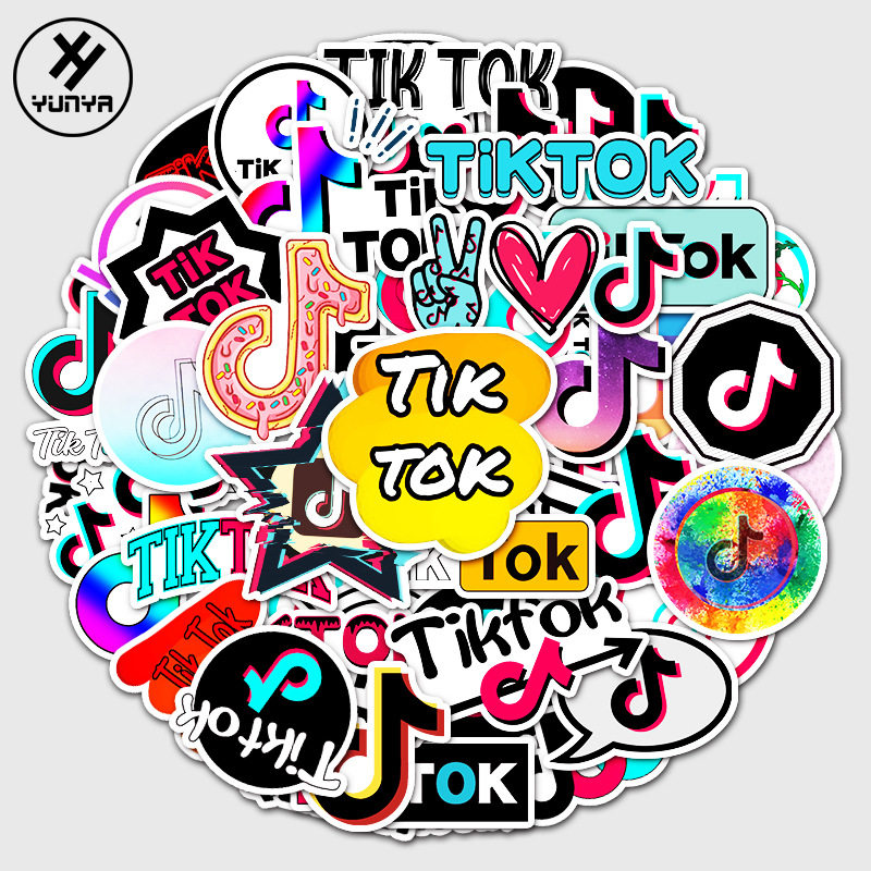 50张抖音logo贴纸个性网红行李箱贴纸平板笔记本拉杆箱密码箱汽车电动