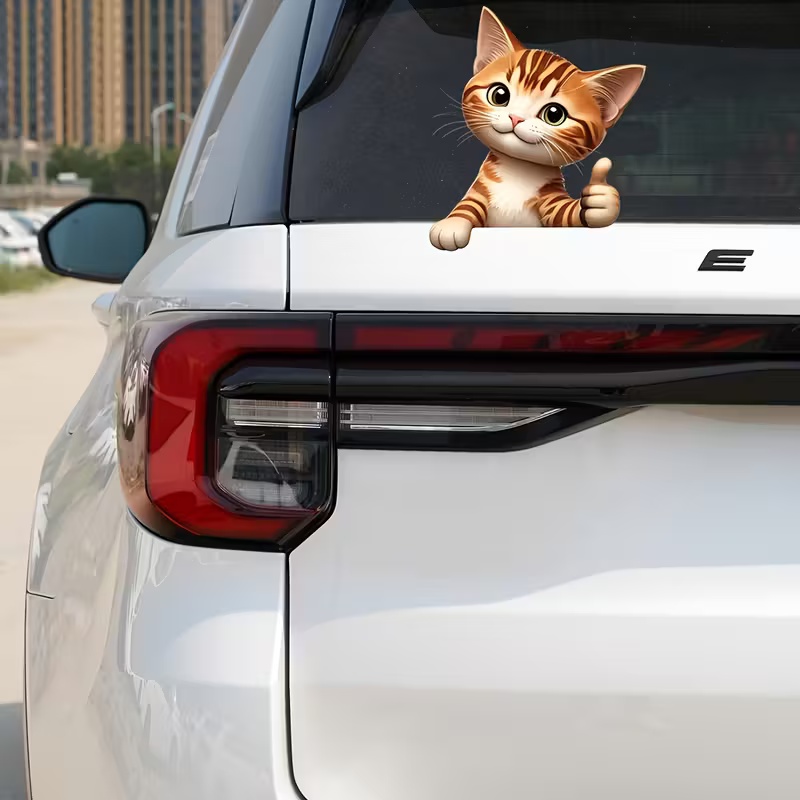 点赞猫咪车贴装饰防水遮挡盖