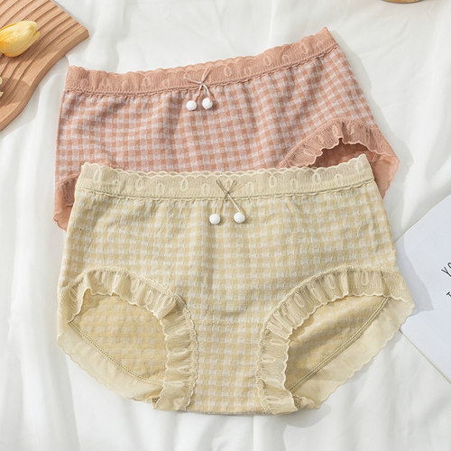 大码纯棉内裤女中腰无痕甜美可爱