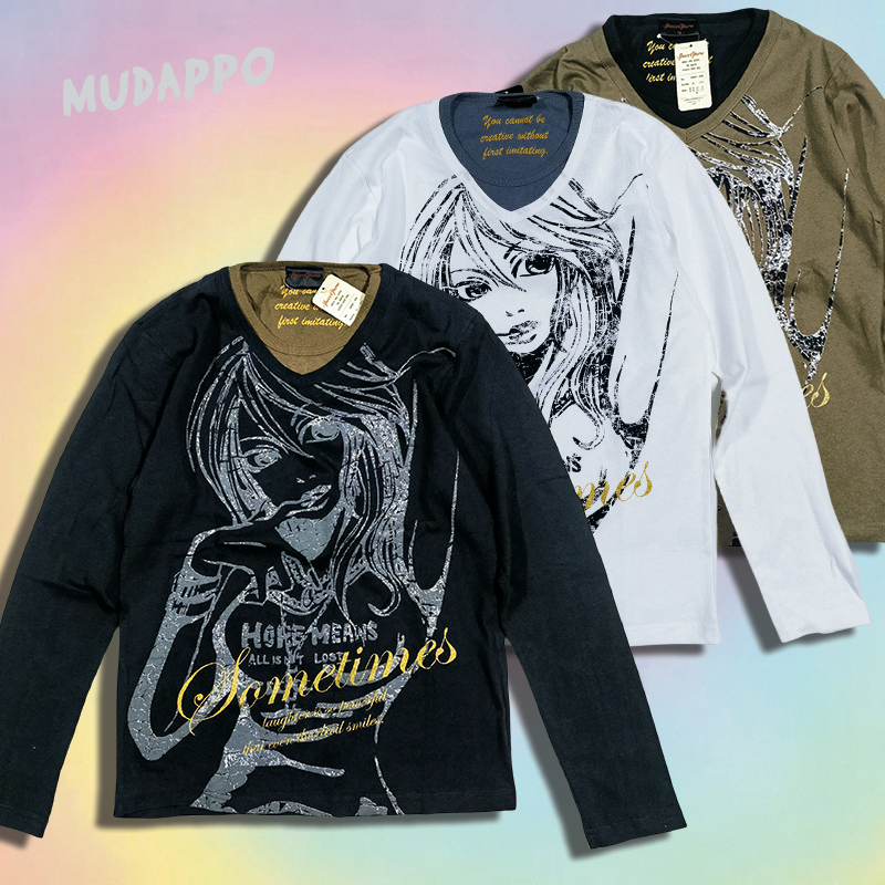 日单富江联名亚文化烫银长袖T