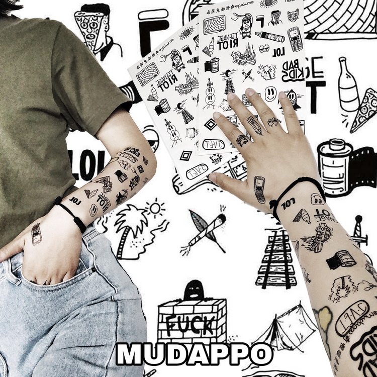 MUDAPPO自制纹身贴纸  不用挨针亚文化超酷涂鸦LOGO花臂贴纸 包邮图片