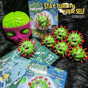 美国丑萌搞怪可爱卡通暴揍病毒手办趣味创意桌面摆件模型玩具潮玩