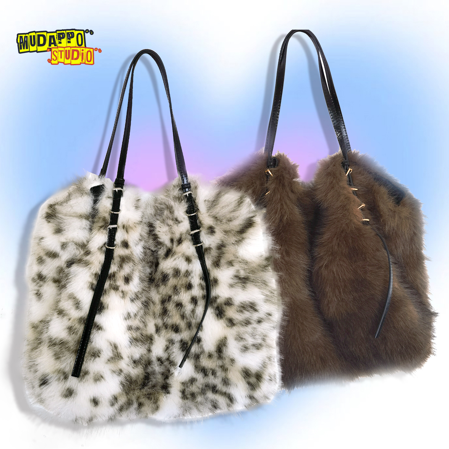 欧美风涩谷辣妹豹纹毛绒托特包