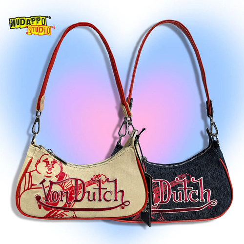 美式复古Y2K甜酷刺绣腋下包