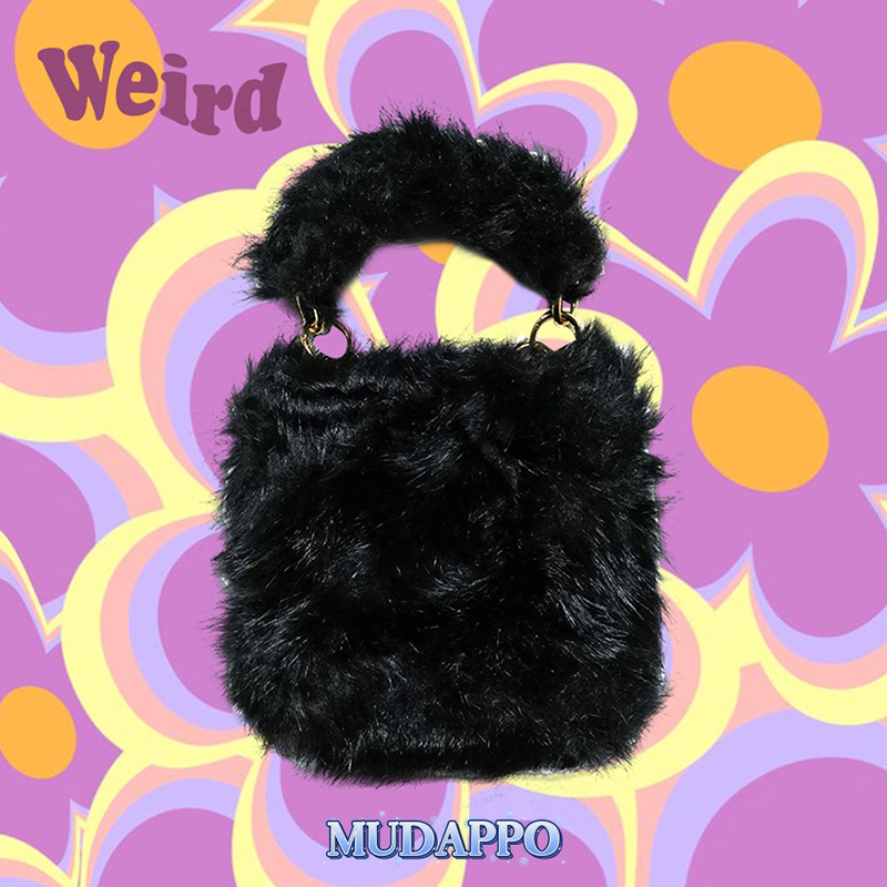 欧美辣妹复古原宿街头毛绒手提包