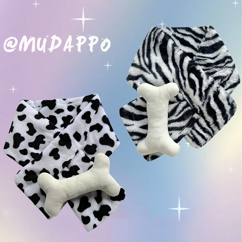 可爱毛绒骨头装饰y2k围巾