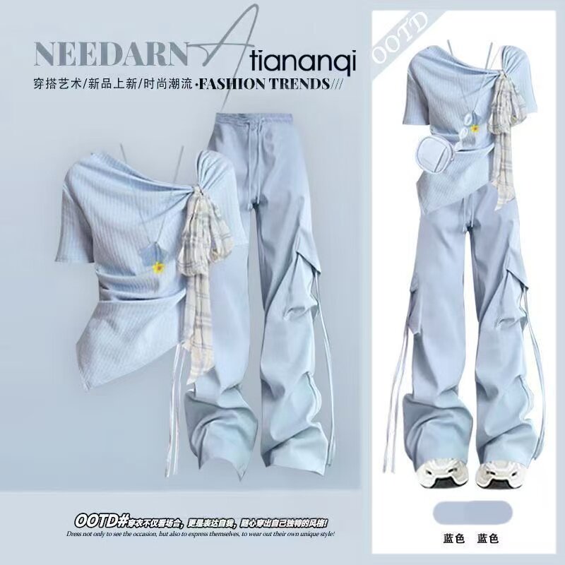 巨好看夏装一整套轻熟小众不撞款套装女2026多巴胺韩系穿搭工装裤