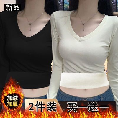 冬季加绒加厚打底T恤纯色