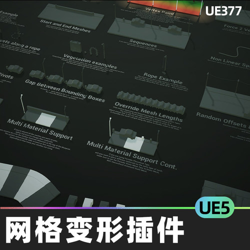 UE5虚幻5道路网格样条绳子变形程序工具蓝图样条生成拉伸Spline+