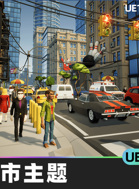 POLYGON City Pack城市环境主题市政府道具汽车道路公寓角色UE4