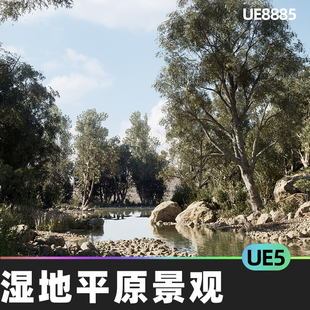 5.3环境UE5湖水 Steppe Environment 4x4km Landscape湿地平原5.1
