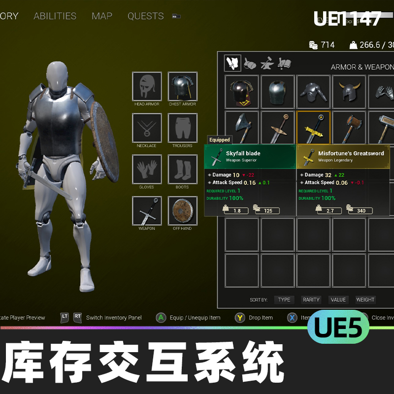 RPG Inventory and Interaction System游戏库存交互系统蓝图UE5 商务/设计服务 设计素材/源文件 原图主图