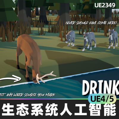 Ecosystem AI生态系统人工智能4.27虚幻UE5低聚动物蓝图角色扮演