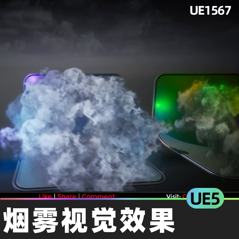 Loop Smoke Niagara 02环烟尼亚加拉视觉效果烟雾材料UE4游戏资产