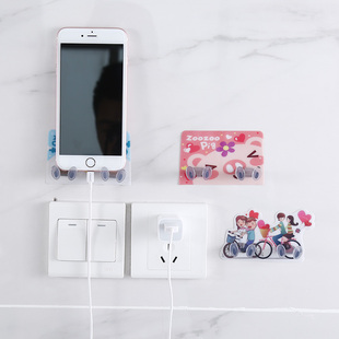 可爱卡通电源插头粘钩免打孔手机充电线挂钩衣物壁挂黏钩墙壁贴钩