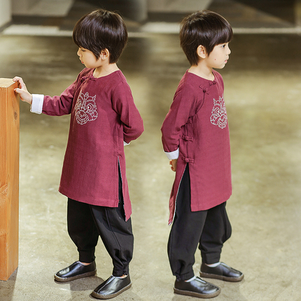 儿童汉服男童中国风唐装宝宝复古装小孩中式民族服装秋季改良童装