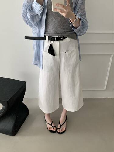 M.S5539韩版春夏新款宽松显瘦百搭休闲裤女高腰直筒小个子八分裤