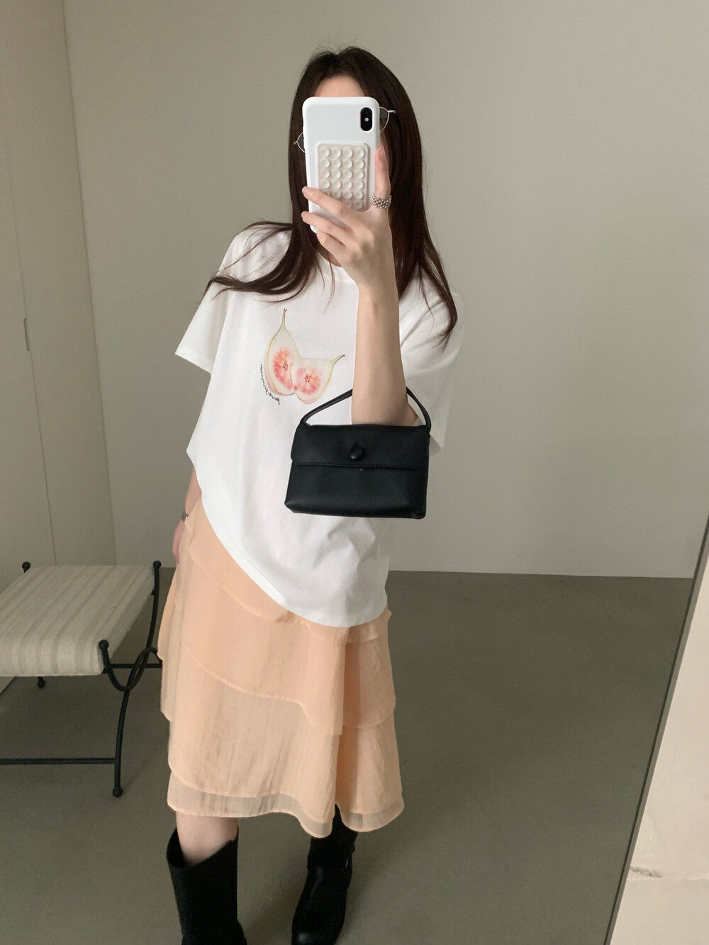 TE韩女穿搭夏日限定无花果樱花清新美丽感基础百搭短袖T恤T4742