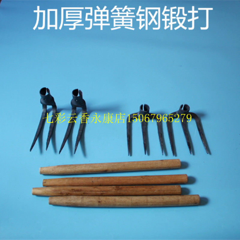木柄锄头带柄开荒锄三齿耙园林农田菜园开垦翻土二齿耙除草耙包邮图片