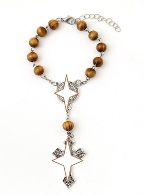 木珠串珠手链合金十字架带龙虾扣