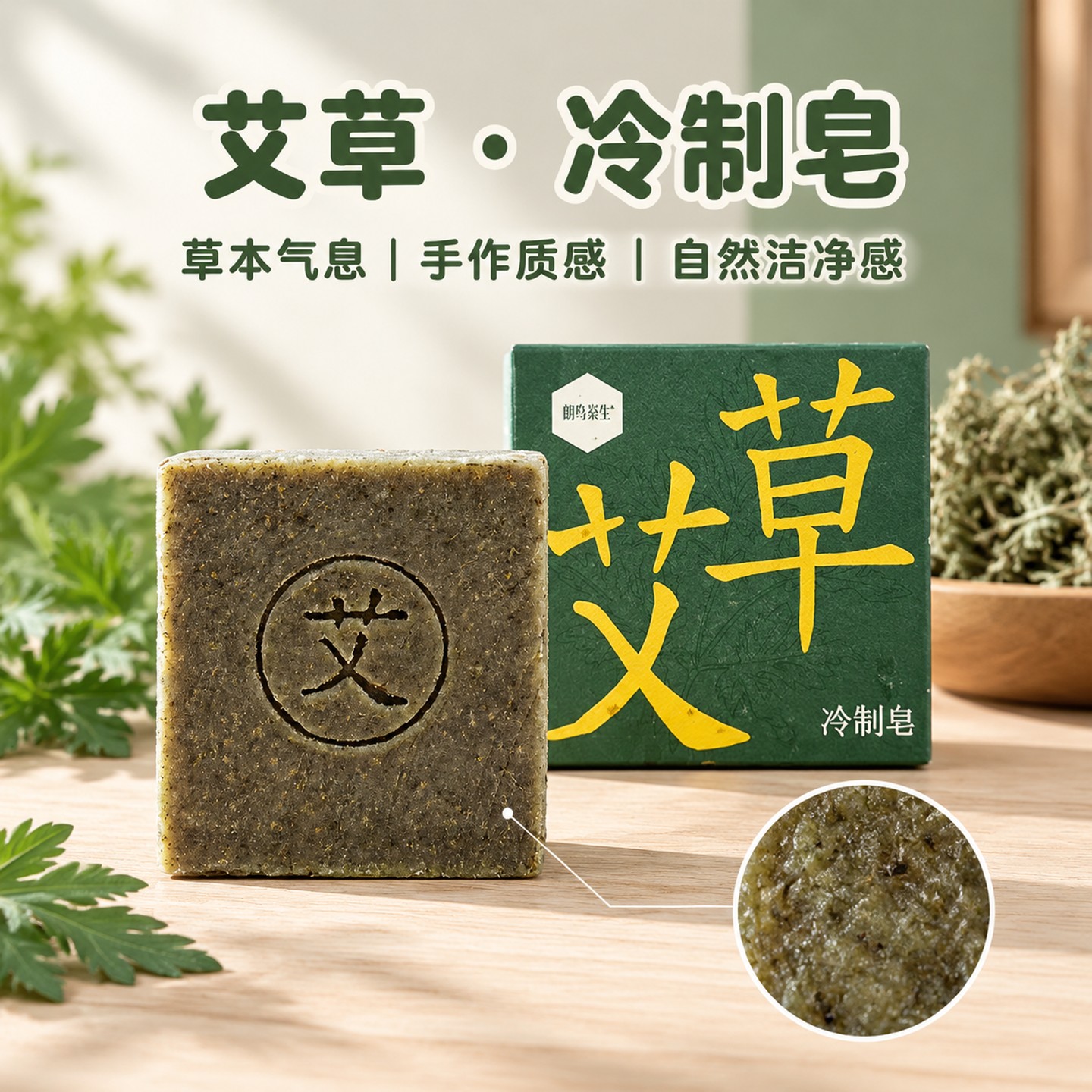 艾草手工皂洗脸洗澡温和清洁