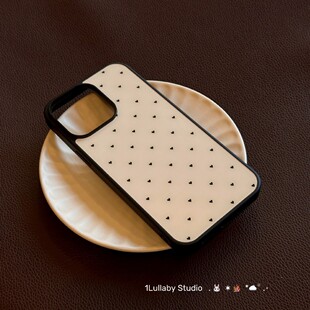 1Lullaby韩系春日温柔奶油色爱心手机壳简约适用于苹果iphone15pr