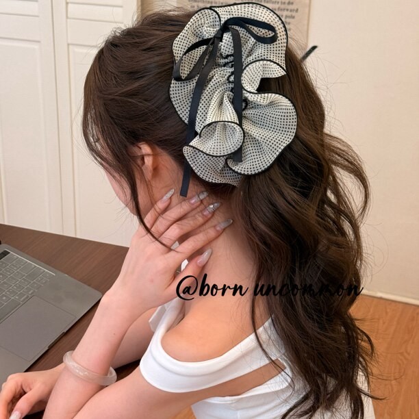 美神降临2026新款多层蝴蝶结学院风减龄抓夹13cm大号香蕉夹H789