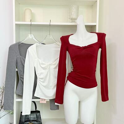 LIN0NE0NE扭结方领磨毛T恤现货