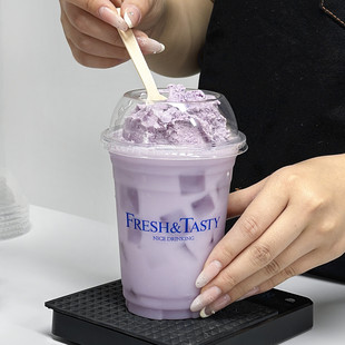 咖啡杯冰淇淋一次性杯子塑料杯冷饮杯pet98口径外带带盖商用