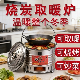 烤火盆烤火炉取暖炉火盆木炭家用烧烤炉架农村老式户外火锅炭火