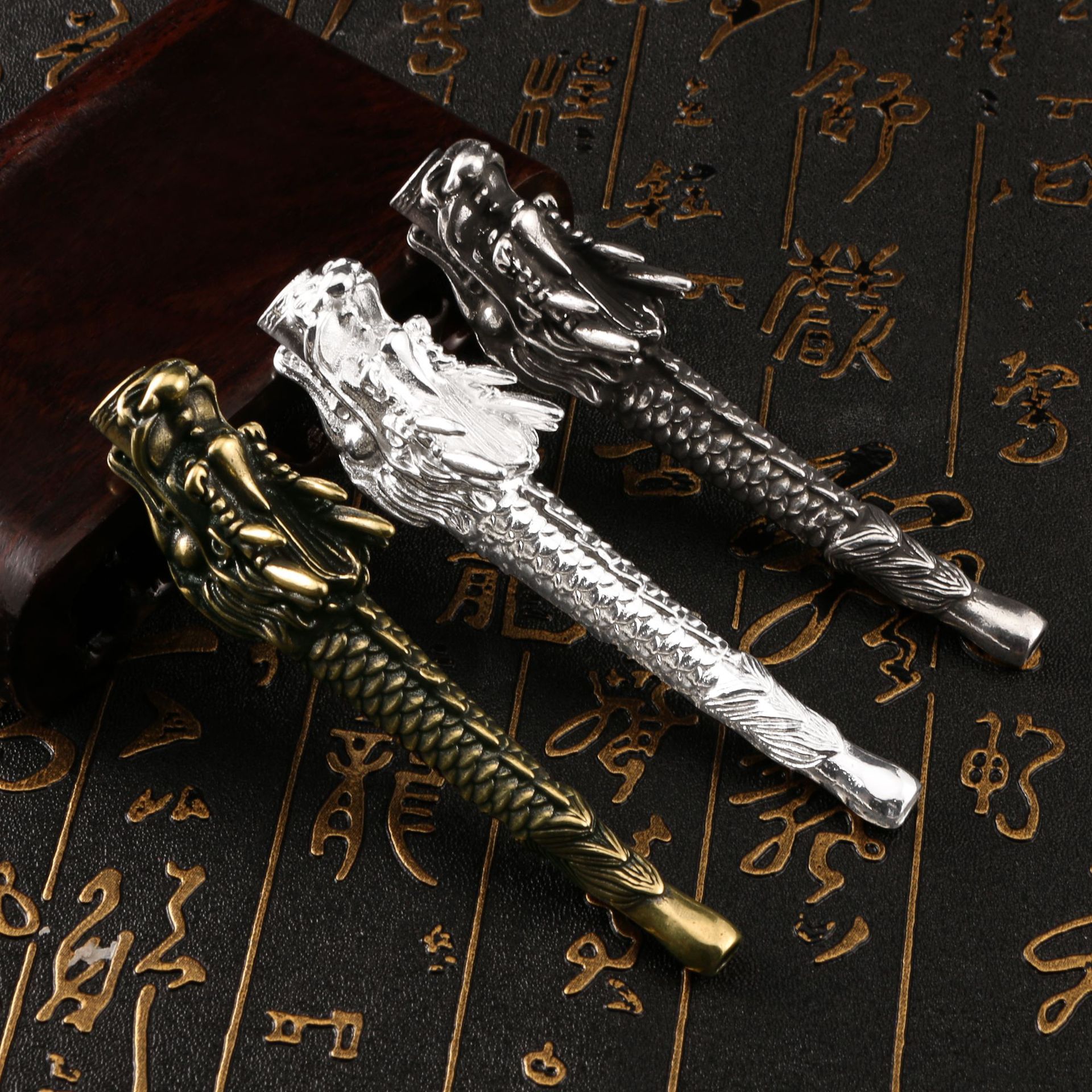 复古古铜龙头烟斗老式烟枪烟袋烟嘴旱烟杆古玩黄铜工艺品收藏