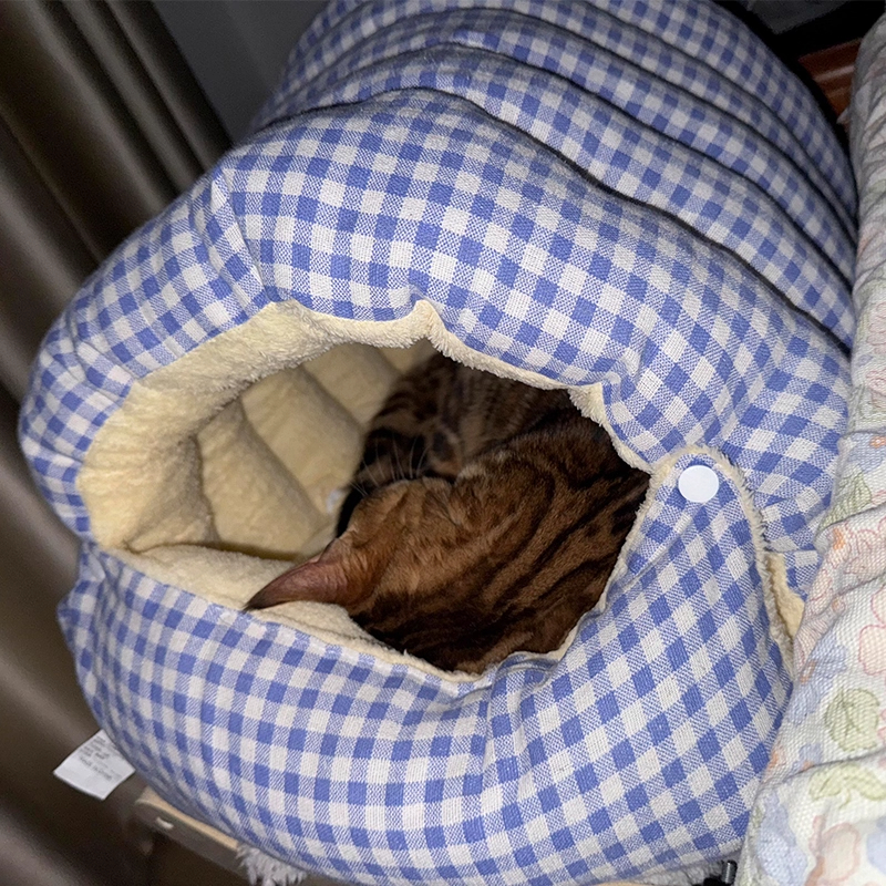 猫窝冬天保暖冬季封闭式安全感可拆洗睡袋垫子加绒加厚小型狗窝