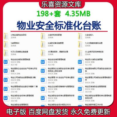 物业安全生产标准化全套资料应急预案消防管理制度档案台账电子版