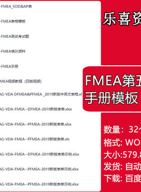 FMEA第五版手册模板应用表格案例DFMEA讲解例PPT资料FMEA手册